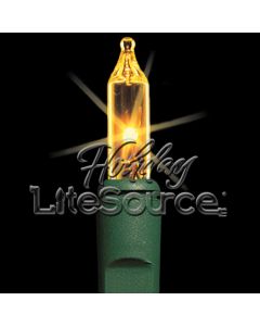 3&quot; Spacing, 20 Light Yellow Craft Mini Lights on Green Wire Stackable Plug No End Connector