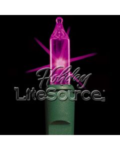 3&quot; Spacing, 35 Light Purple Craft Mini Lights on Green Wire Stackable Plug No End Connector