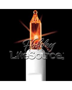 3&quot; Spacing, 35 Light Amber Craft Mini Lights on White Wire Stackable Plug No End Connector