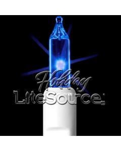 3&quot; Spacing, 35 Light Blue Craft Mini Lights on White Wire Stackable Plug No End Connector