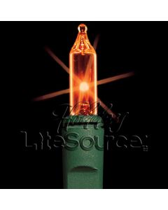 4&quot; Spacing, 100 Light Amber Mini Lights on Green Wire