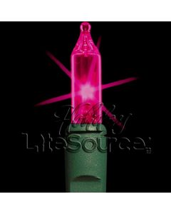 4&quot; Spacing, 100 Light Pink Mini Lights on Green Wire