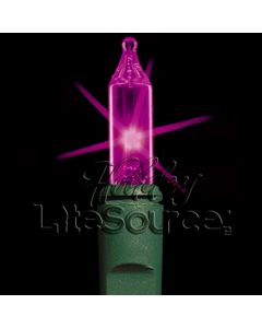 4&quot; Spacing, 100 Light Purple Mini Lights on Green Wire