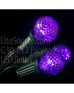 G30 Purple LED Replacement Bulbs Candelabra E12 Faceted Style