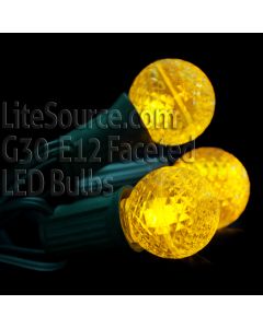 G30 Yellow LED Replacement Bulbs Candelabra E12 Faceted Style