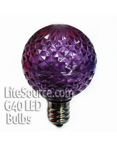 G40 Purple LED Replacement Bulbs Candelabra E12 Faceted Style