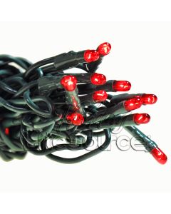 50 Red Mini Lights on Green Wire