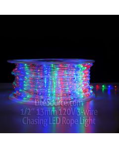 Multi Chasing LED Rope Light - 1/2 inch 13mm 120v with 8 Function Controller