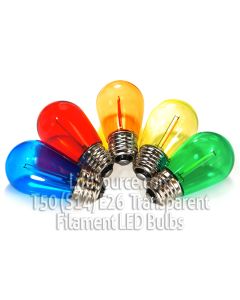 Multi Color T50/S14 (E26) Straight Filament Dimmable LED Smooth Transparent Replacement Bulb