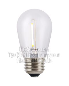 Cool White T50/S14 (E26) Straight Filament Dimmable LED Smooth Transparent Replacement Bulb