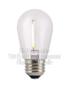Warm White T50/S14 (E26) Straight Filament Dimmable LED Smooth Transparent Replacement Bulb