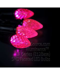 Illuminance™ C7 Series Pink SMD LED Faceted Retrofit Replacement Bulb Candelabra Base