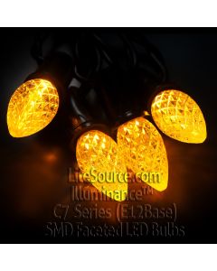 Illuminance™ C7 Series Yellow SMD LED Faceted Retrofit Replacement Bulb Candelabra Base