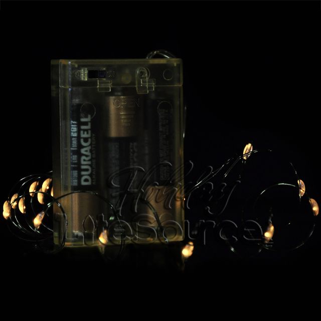 Warm White Battery Light Set - LED, Bare Wire