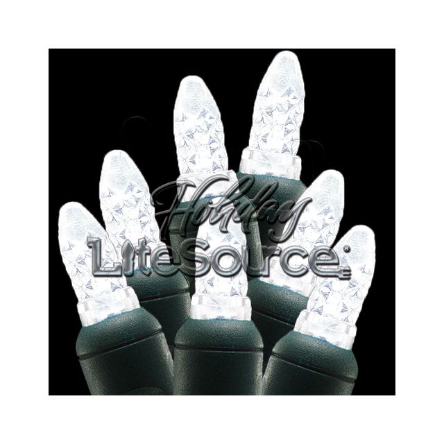 Pure White Short Mini Ice Battery Light Set - LED, Green Wire