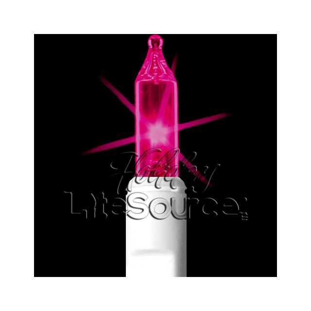 2.5&quot; Spacing, 100 Light Pink Mini Lights on White Wire