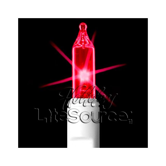 2.5&quot; Spacing, 100 Light Red Mini Lights on White Wire