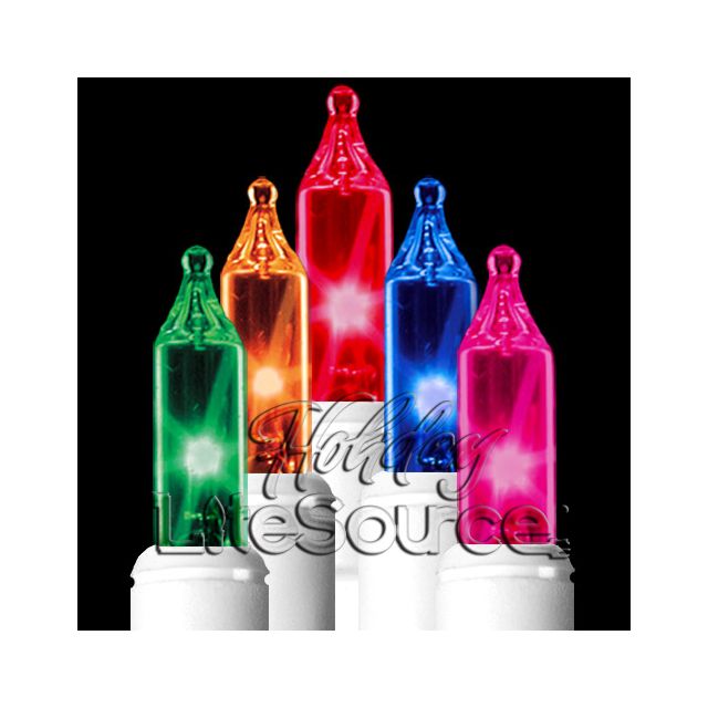 2.5&quot; Spacing, 50 Light Multi Mini Lights on White Wire
