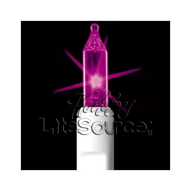 2.5&quot; Spacing, 50 Light Purple Mini Lights on White Wire