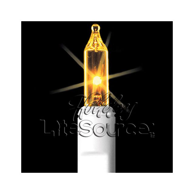 2.5" Spacing, 50 Light Yellow Mini Lights on White Wire