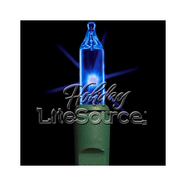 3&quot; Spacing, 20 Light Blue Craft Mini Lights on Green Wire Stackable Plug No End Connector