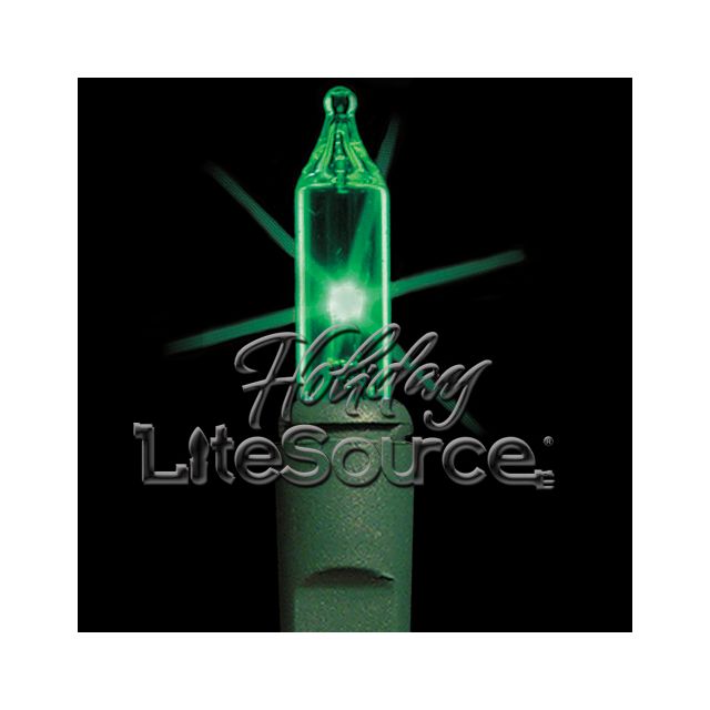 3&quot; Spacing, 20 Light Green Craft Mini Lights on Green Wire Stackable Plug No End Connector
