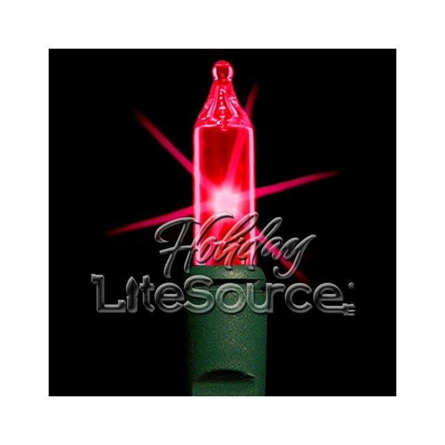 3&quot; Spacing, 20 Light Red Craft Mini Lights on Green Wire Stackable Plug No End Connector