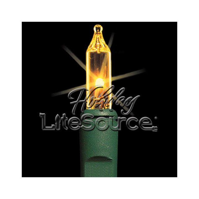 3" Spacing, 20 Light Yellow Craft Mini Lights on Green Wire Stackable Plug No End Connector