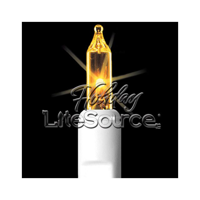 3" Spacing, 20 Light Yellow Craft Mini Lights on White Wire Stackable Plug No End Connector
