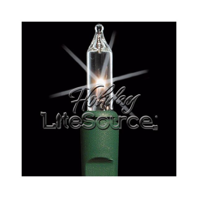 3&quot; Spacing, 35 Light Clear Craft Mini Lights on Green Wire Stackable Plug No End Connector