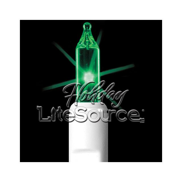 3&quot; Spacing, 35 Light Green Craft Mini Lights on White Wire Stackable Plug No End Connector