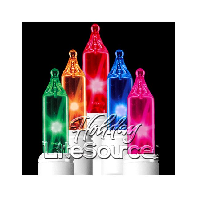 3&quot; Spacing, 35 Light Multi Craft Mini Lights on White Wire Stackable Plug No End Connector
