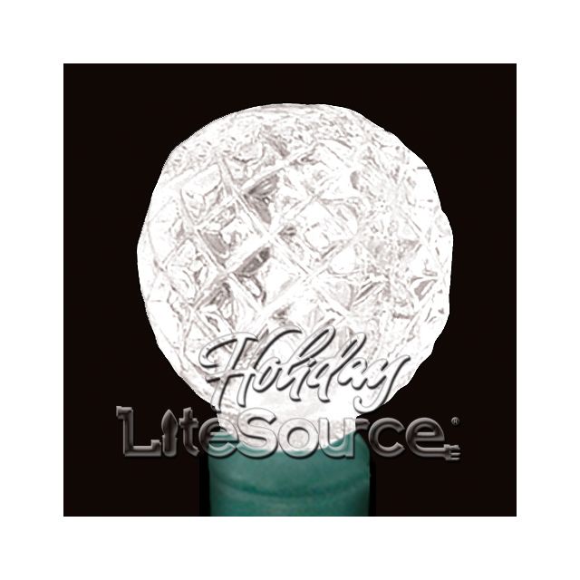 35-Light LED Razzberry (G12) Light Set; Pure White Bulbs on Green Wire
