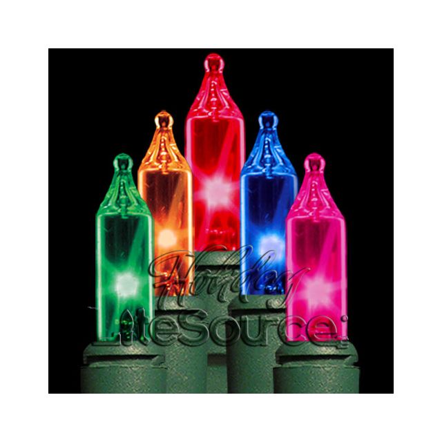 4&quot; Spacing, 100 Light Multi Mini Lights on Green Wire