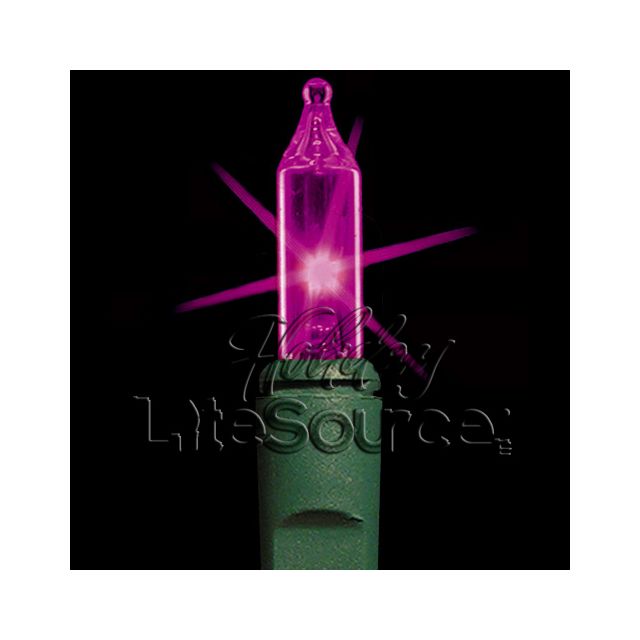 4&quot; Spacing, 100 Light Purple Mini Lights on Green Wire