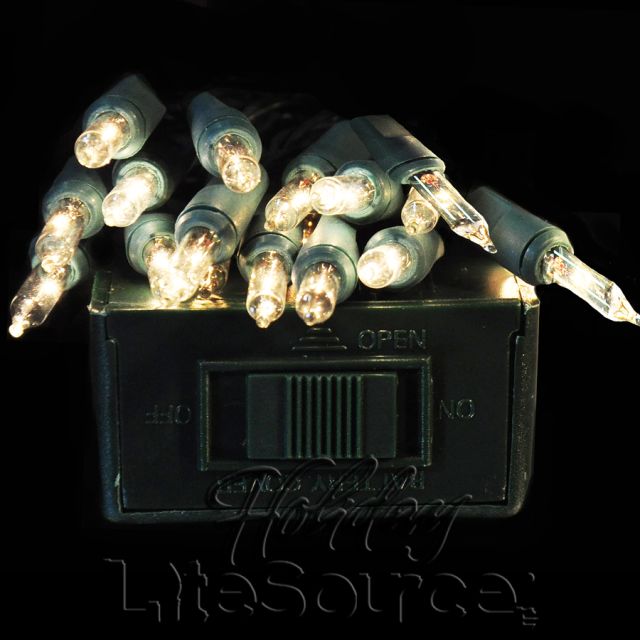 Clear Battery Light Set - Incandescent, Green Wire