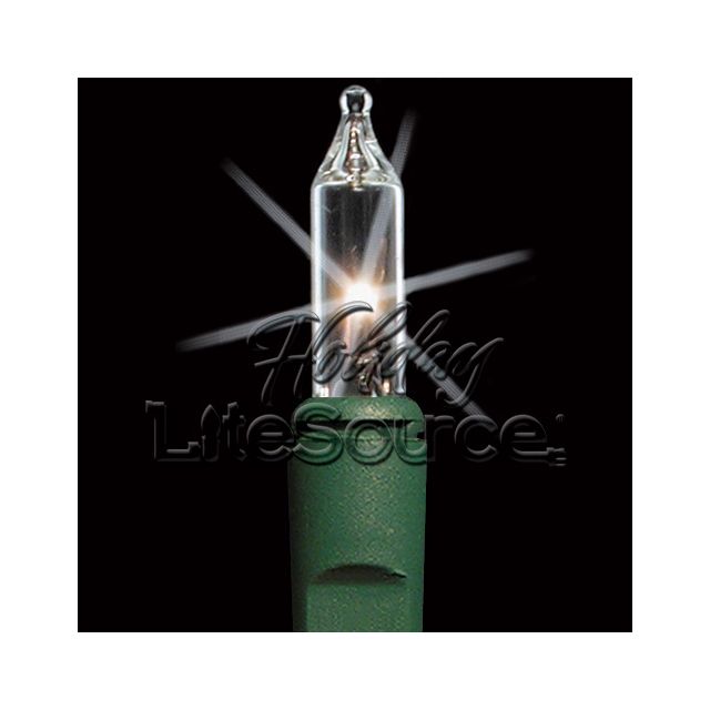 4&quot; Spacing, 35 Light Clear Mini Lights on Green Wire