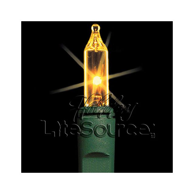 4&quot; Spacing, 50 Light Yellow Mini Lights on Green Wire