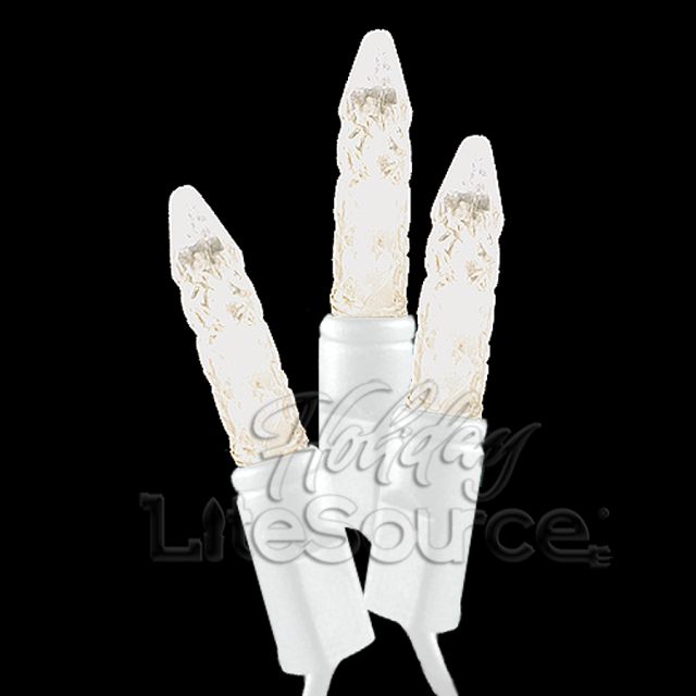 Warm White Mini Ice Battery Light Set - LED, White Wire