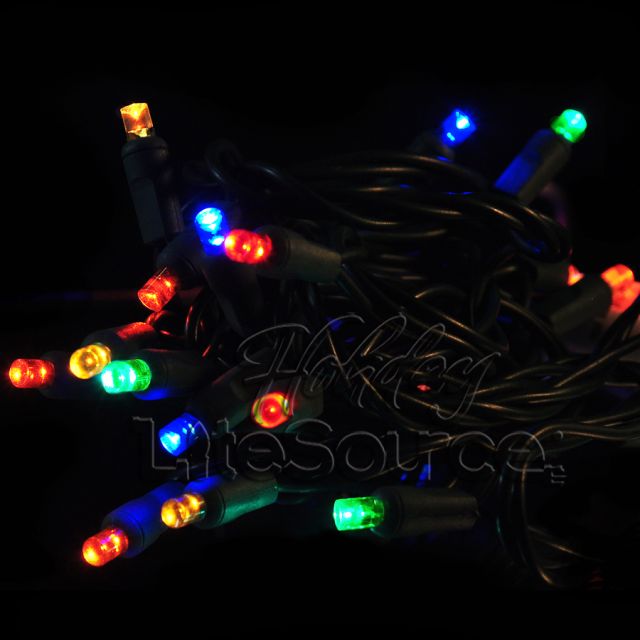 Multi Colored 5MM Conical Battery Light Set - LED, Green Wire