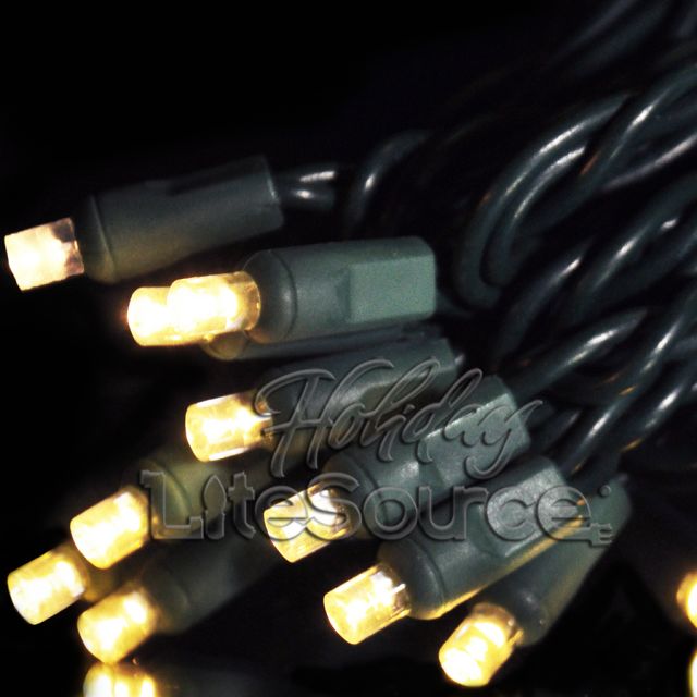 Warm White 5MM Conical Battery Light Set - LED, Green Wire