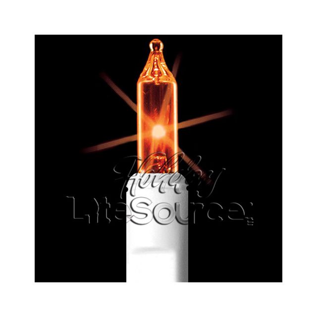 6&quot; Spacing, 100 Light Amber Mini Lights on White Wire