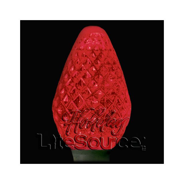 25 Light LED C7 Light Set Red Bulbs on Green Wire