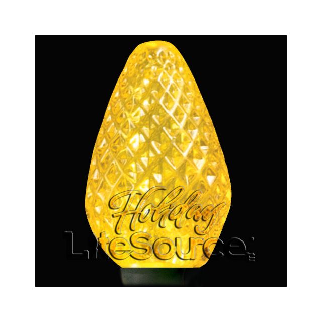 25 Light LED C7 Light Set Yellow Bulbs on Green Wire