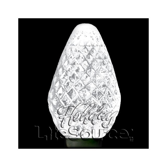 25 Light LED C7 Light Set Pure White Bulbs on Green Wire
