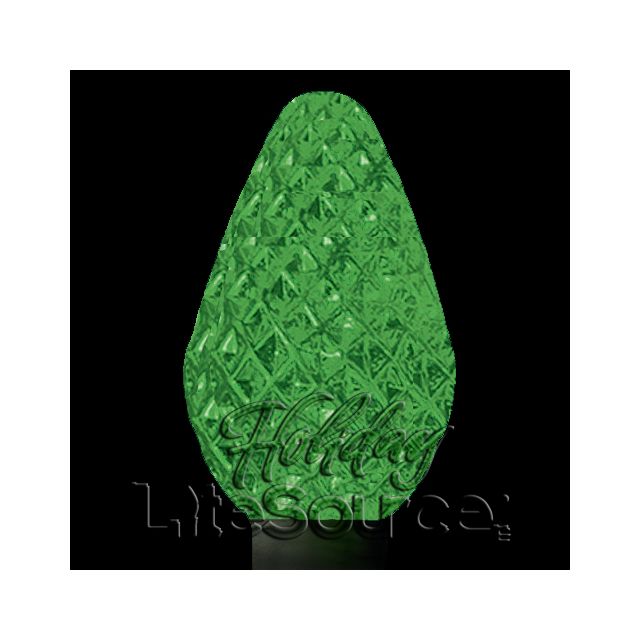 25 Light LED C7 Light Set Green Bulbs on Green Wire