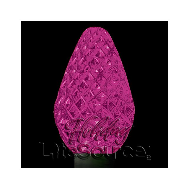 25 Light LED C7 Light Set Pink Bulbs on Green Wire
