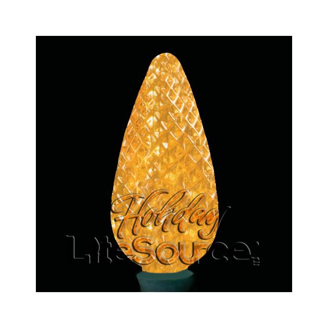 25-Light LED C9 Light Set; Yellow Bulbs on Green Wire