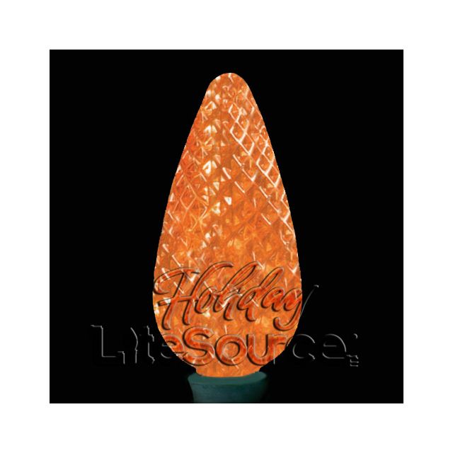 25-Light LED C9 Light Set; Orange Bulbs on Green Wire