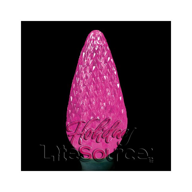 25-Light LED C9 Light Set; Pink Bulbs on Green Wire